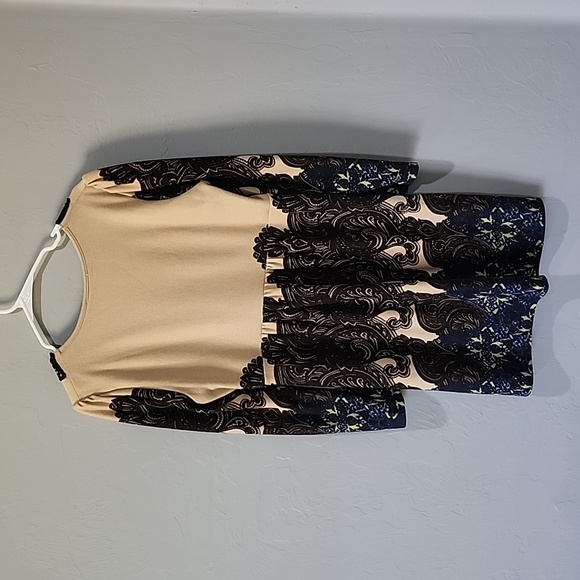 Aryeh Tan Printed  Knit Dress~XL - Picture 5 of 7